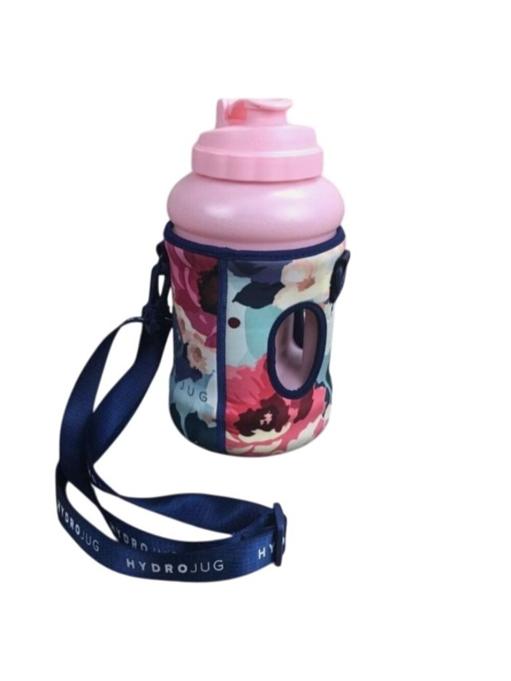 HydroJug Pro Light Pink Hydro Jug V1 w/ Straw & Dainty Floral Neoprene Sleeve